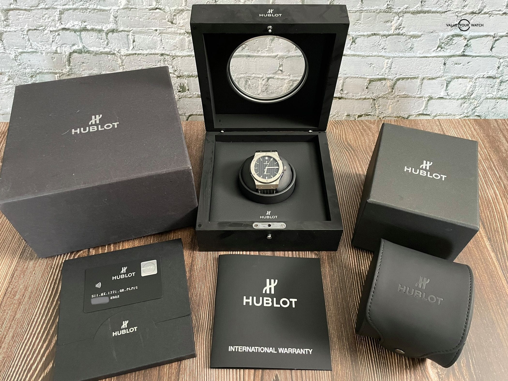 Hublot Classic Fusion 45mm Titanium Carbon Fiber Dial and Strap – Full Set + Travel Case! - Image 8