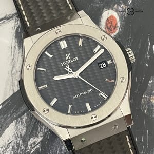 Hublot Classic Fusion 45mm Titanium Carbon Fiber Dial and Strap – Full Set + Travel Case!