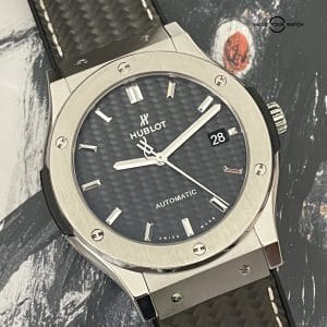Hublot Classic Fusion 45mm Titanium Carbon Fiber Dial and Strap – Full Set + Travel Case!