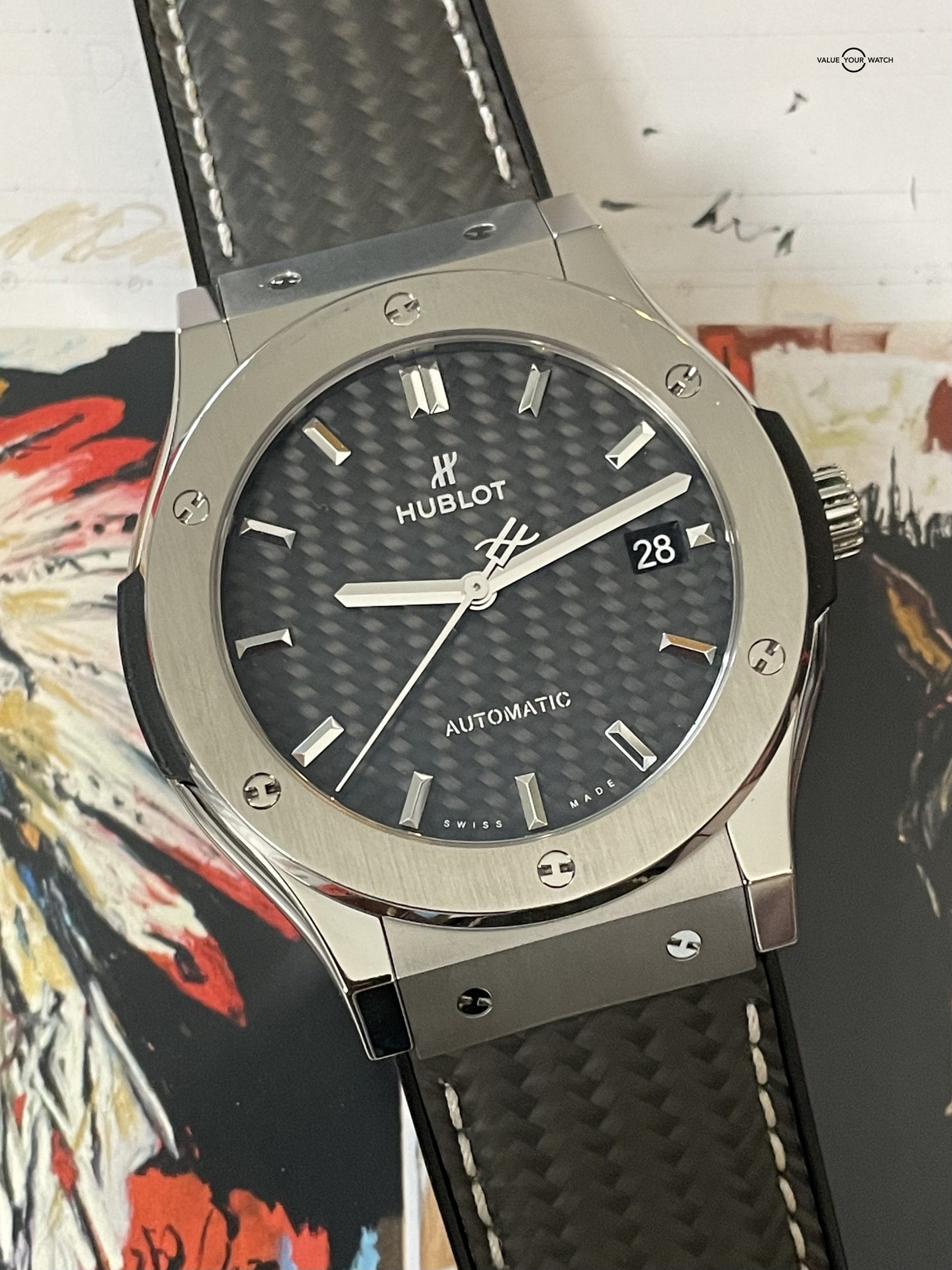 Hublot Classic Fusion 45mm Titanium Carbon Fiber Dial and Strap – Full Set + Travel Case! - Image 14
