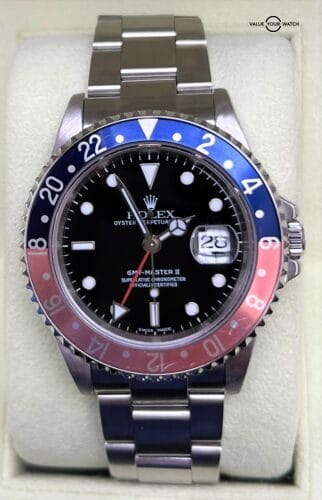 Rolex GMT Master II Pepsi 16710 No Holes Blue Red Stainless Steel 40mm!