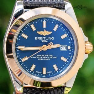 Breitling Galactic 32 Sleek Rose Gold Two-Tone Blue Dial Boxes Steel C71330