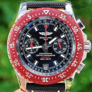 Breitling Skyracer Raven 43 Red Bezel Black Dial Military Leather Boxes A27363