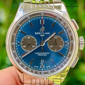 Breitling Premier B01 Chronograph 42 Blackeye Blue $9K MSRP Boxes AB0118