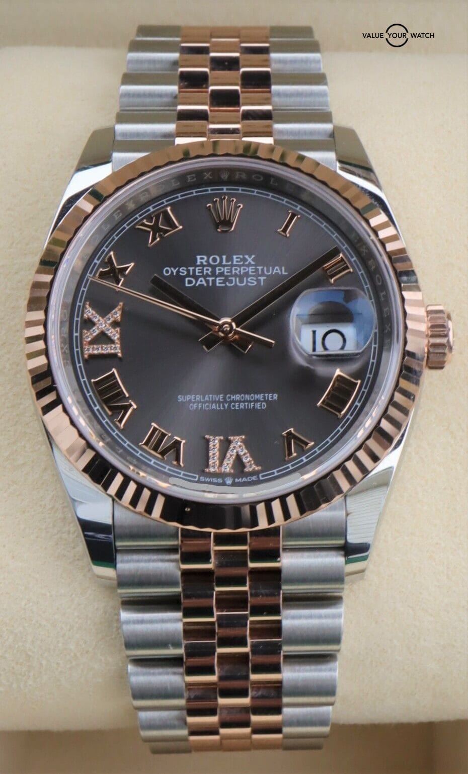 Rolex Datejust 36mm 126231 SS & 18K Rose Gold Diamond 6,9 Boxes/Papers
