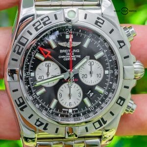 Breitling Chronomat GMT 47 Black $10K MSRP Boxes Pilot Bracelet Automatic AB0413