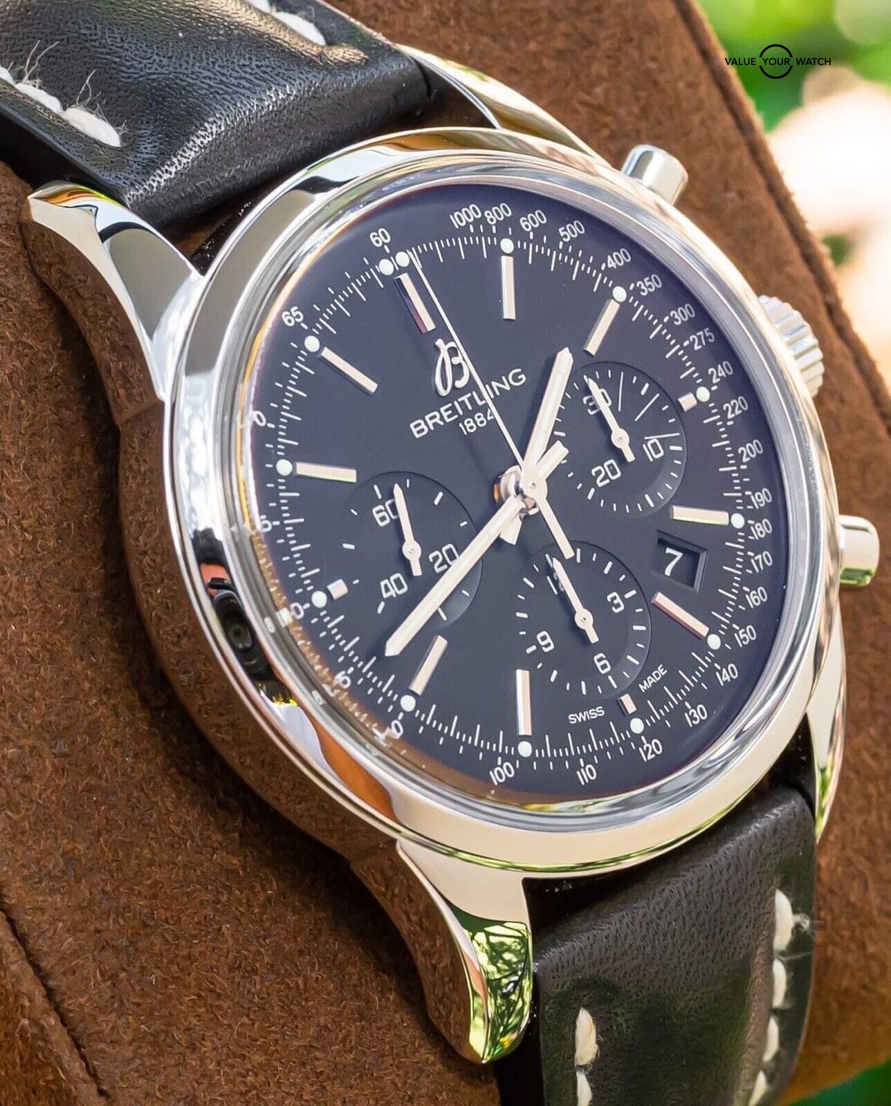 Breitling AB0152 Transocean Chronograph with Silver Dial and