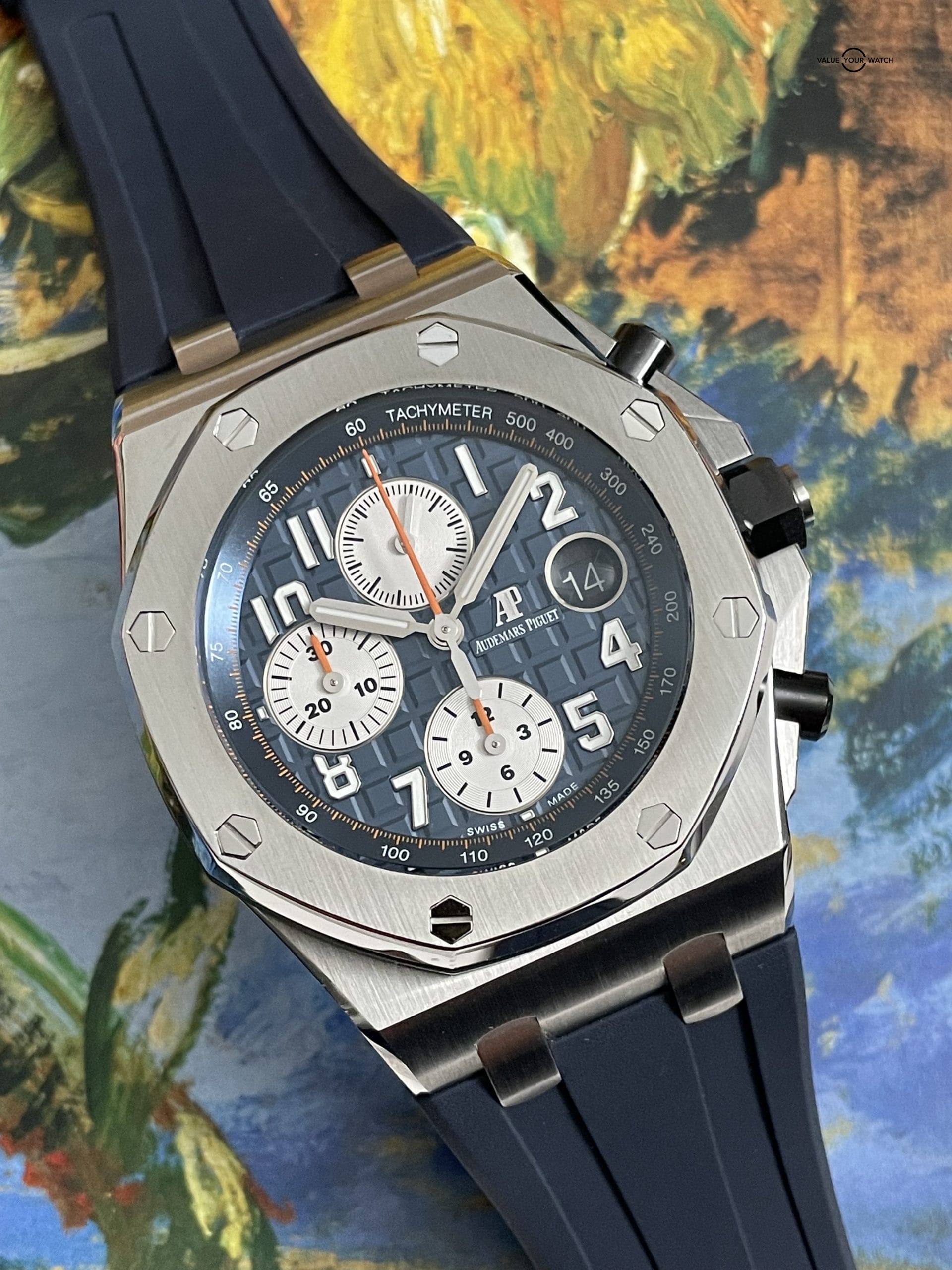 Audemars Piguet Royal Oak Offshore Chronograph 42mm AP Navy Steel – 26470ST.OO.A027CA.01 – Full Set Incredible Condition!