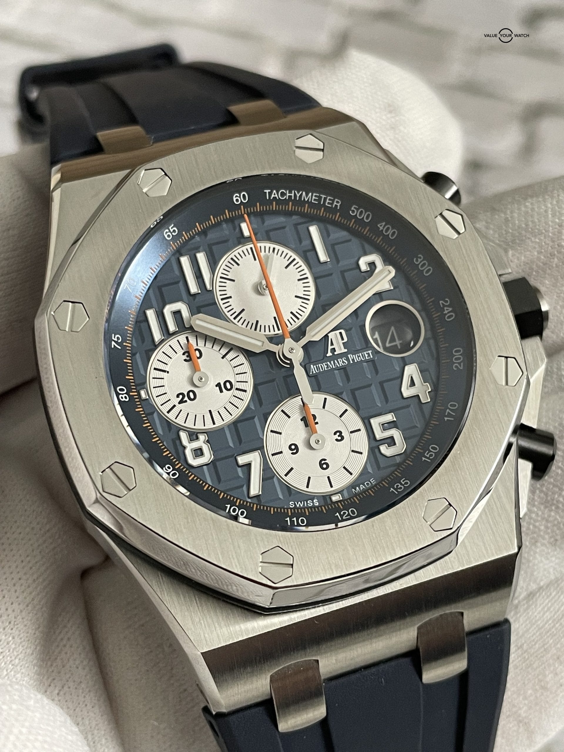 Audemars Piguet Royal Oak Offshore Chronograph 42mm AP Navy Steel – 26470ST.OO.A027CA.01 – Full Set Incredible Condition! - Image 13
