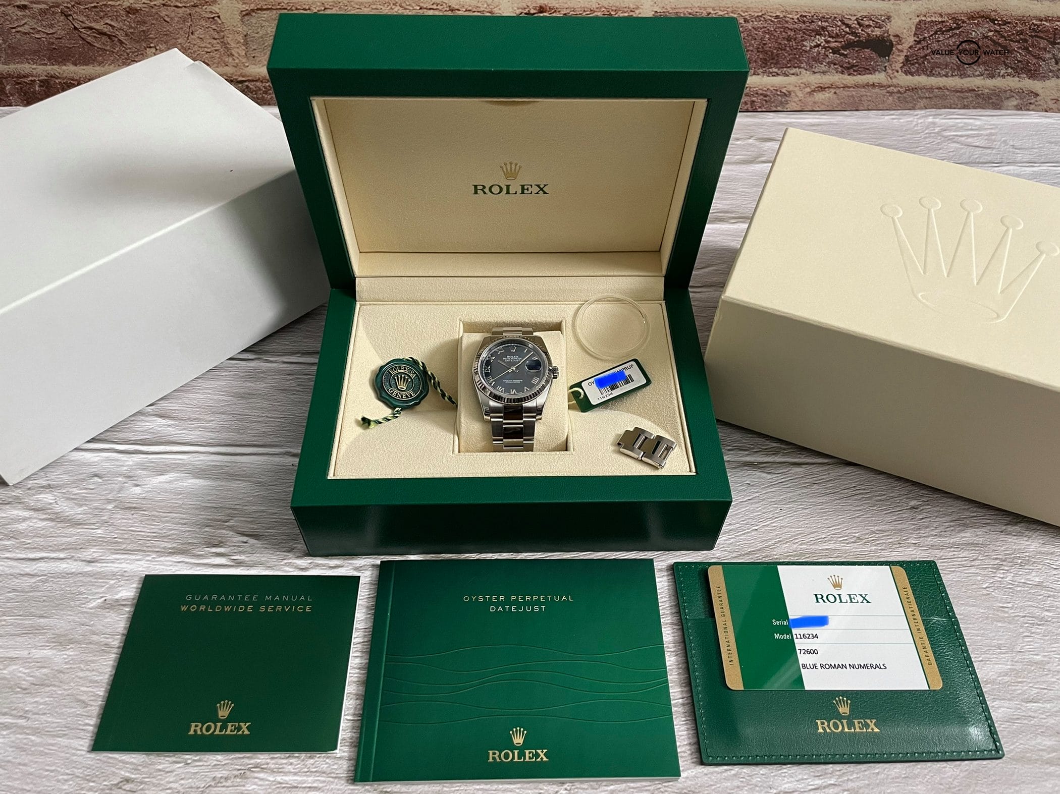 Rolex DateJust 36mm DJ36 Blue Roman Numerals Steel Gold Fluted Bezel – 116234 – 2015 Complete Set! - Image 9