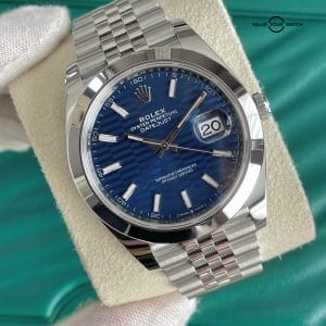 2022 New Rolex Datejust 41mm Blue Motif Dial Jubilee Bracelet 126300 – Box & Papers