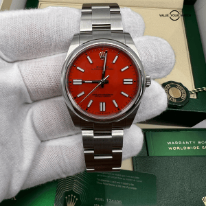 NEW Rolex Original Dial Complete Set Red Coral Oyster Perpetual 41 124300 Watch