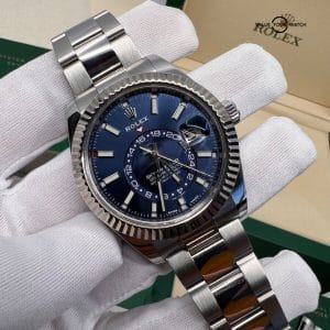 2022 NEW Rolex Sky Dweller Blue Steel Fluted White Gold Bezel 42mm 326934