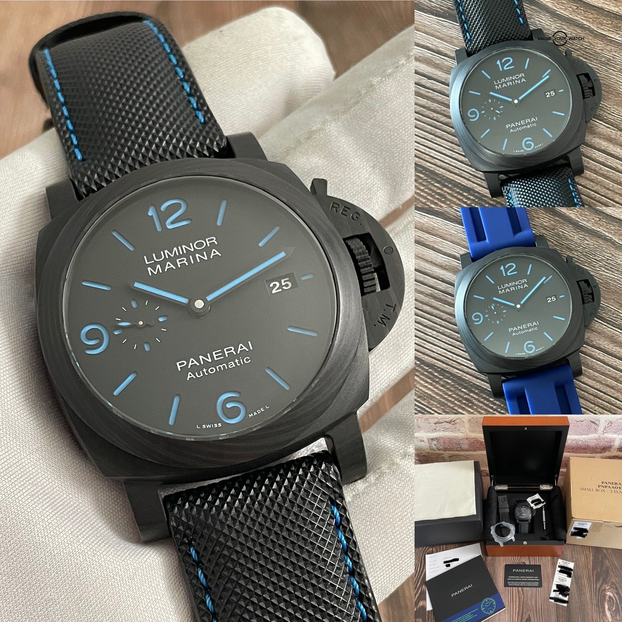 Panerai Luminor Marina Carbotech 44mm Blue – PAM 1661 PAM 01661 PAM01661 PAM1661 – Full Set!
