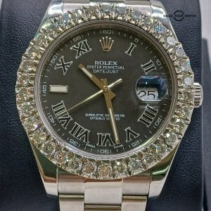 Rolex 41mm Datejust II Black 5 carat total weight Dial Dia. Bezel 116300 $15,695