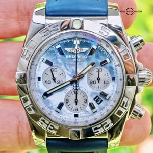 Breitling Chronomat 44 Limited Edition Blue Mother of Pearl Dial B01 Box AB0110