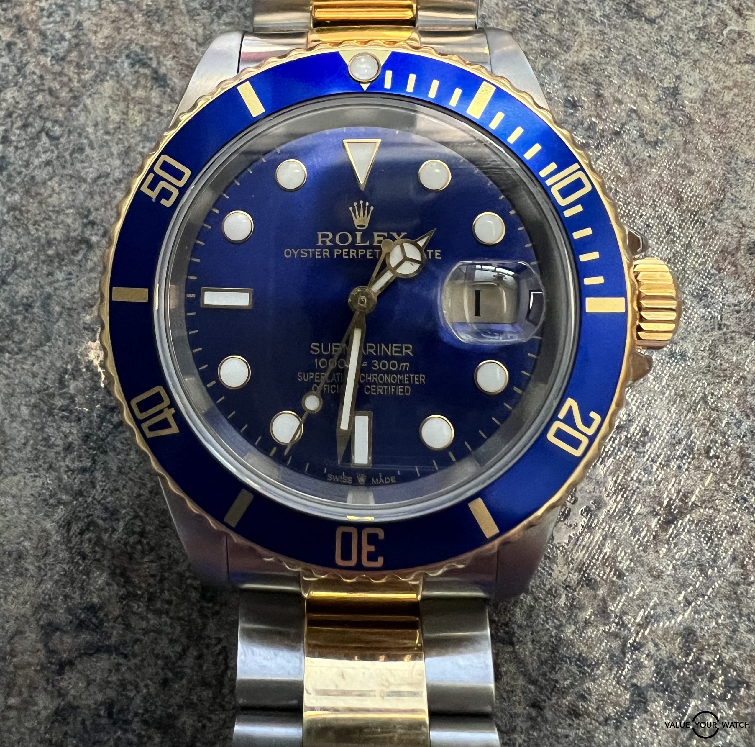Stainless & Gold Rolex Submariner Date, with Blue Dial