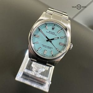 Rolex Oyster Perpetual 36mm Turquoise Blue Tiffany Dial 126000 Complete 2022