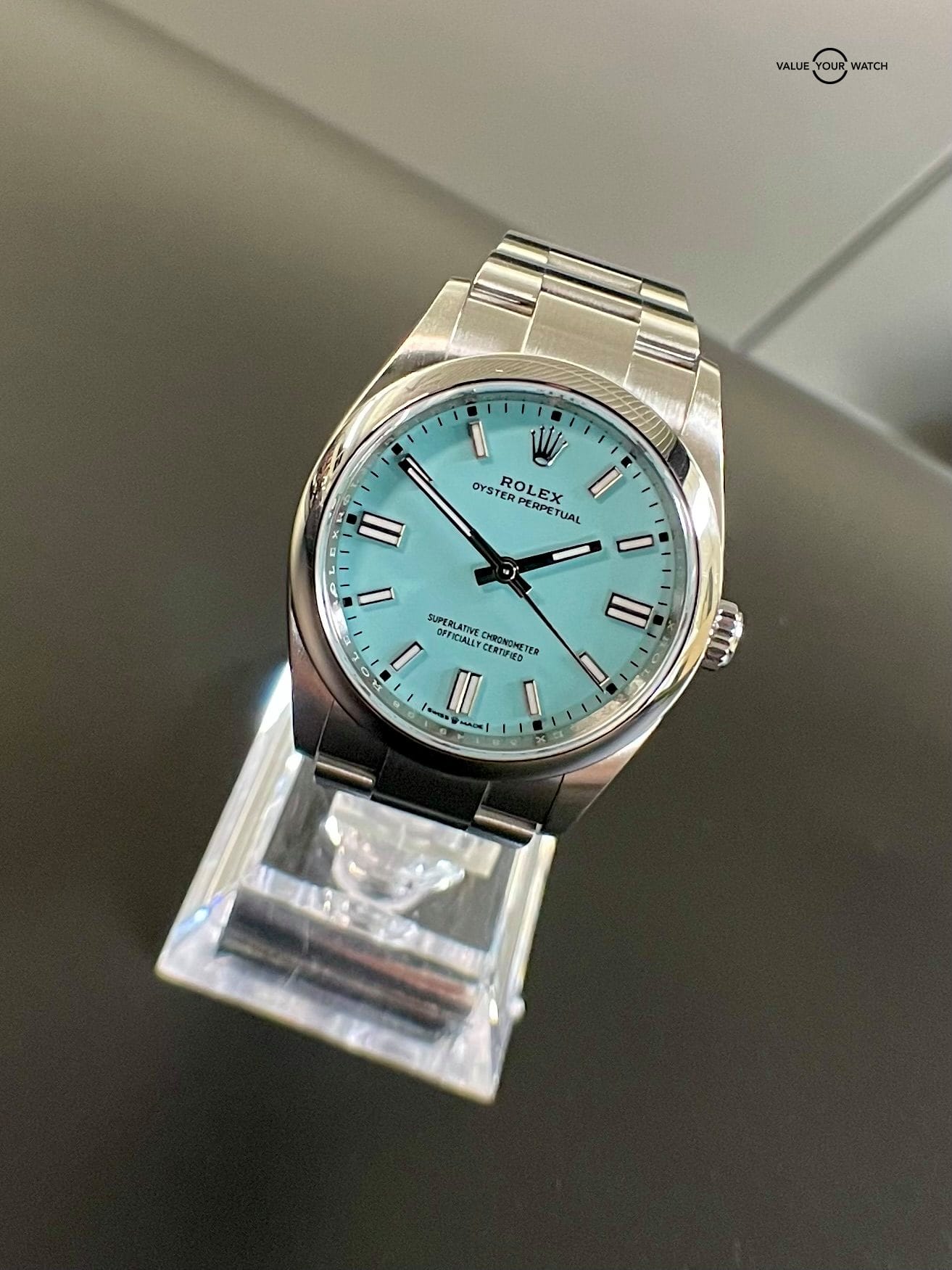 Rolex Oyster Perpetual 36mm Turquoise Blue Tiffany Dial 126000 Complete  2022 : Value Your Watch