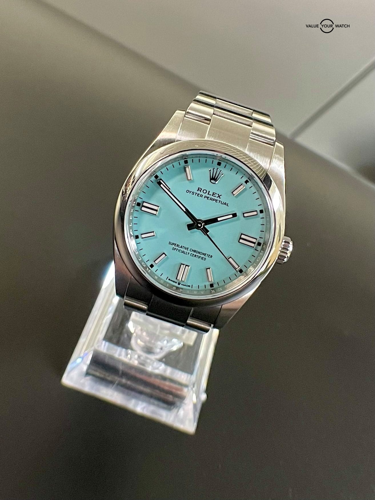 Rolex Oyster Perpetual 36mm Turquoise Blue Tiffany Dial 126000 Complete 2022