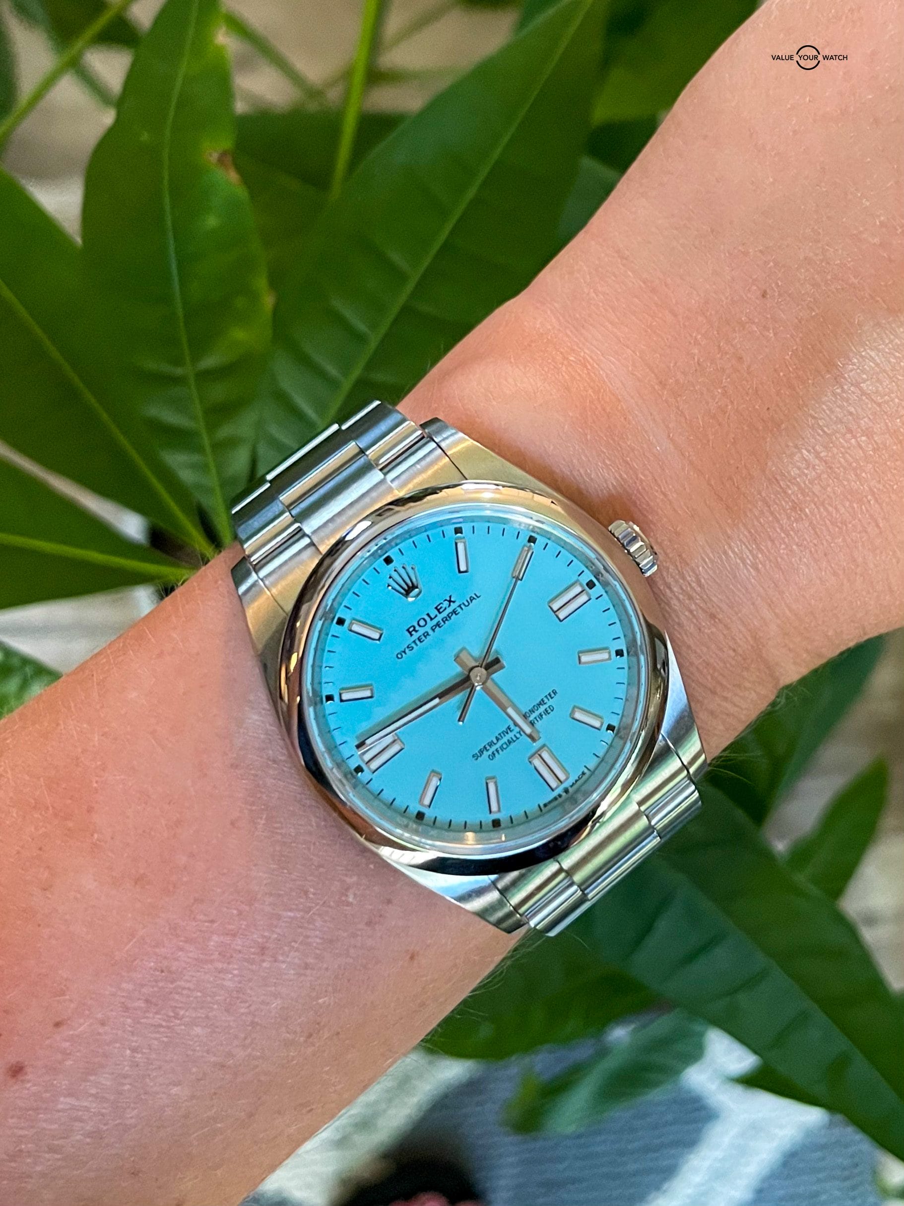 Rolex Oyster Perpetual 36mm Turquoise Blue Tiffany Dial 126000 Complete 2022 - Image 4