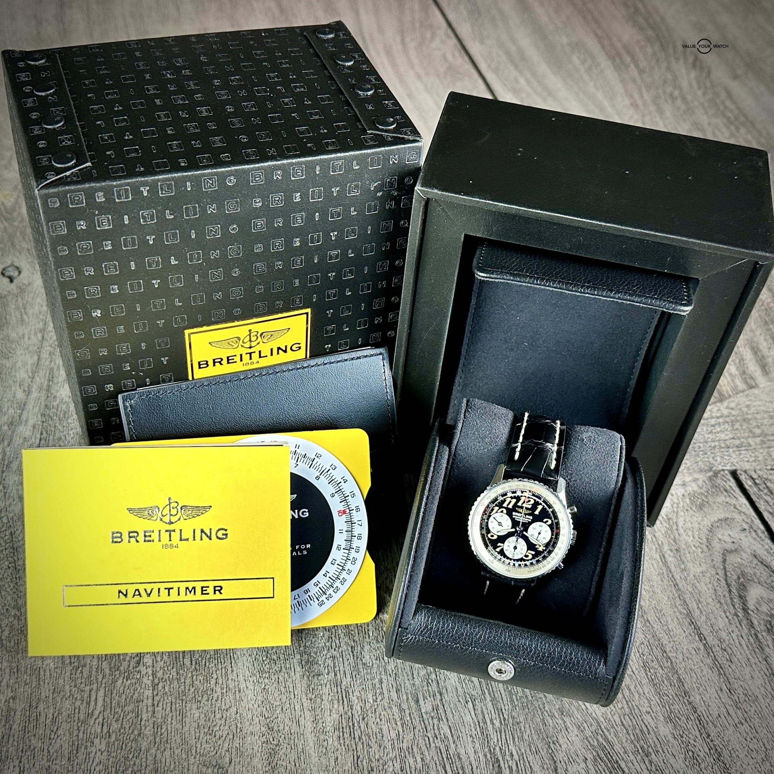 Breitling Navitimer Twin Sixty 2 Chronograph 42mm Black Dial Box & Manual Vintage A39022.1 - Image 7