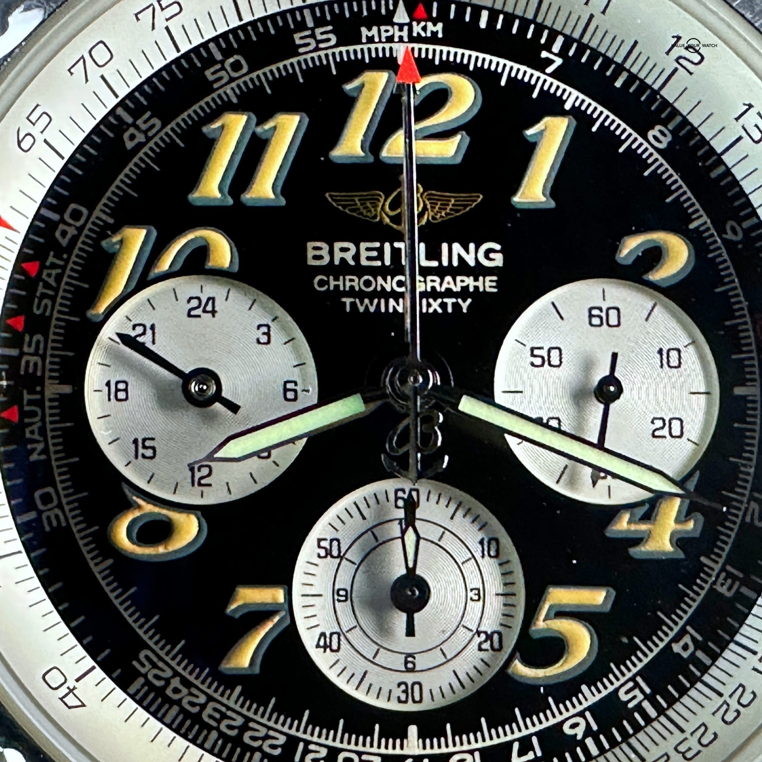 Breitling Navitimer Twin Sixty 2 Chronograph 42mm Black Dial Box & Manual Vintage A39022.1 - Image 6
