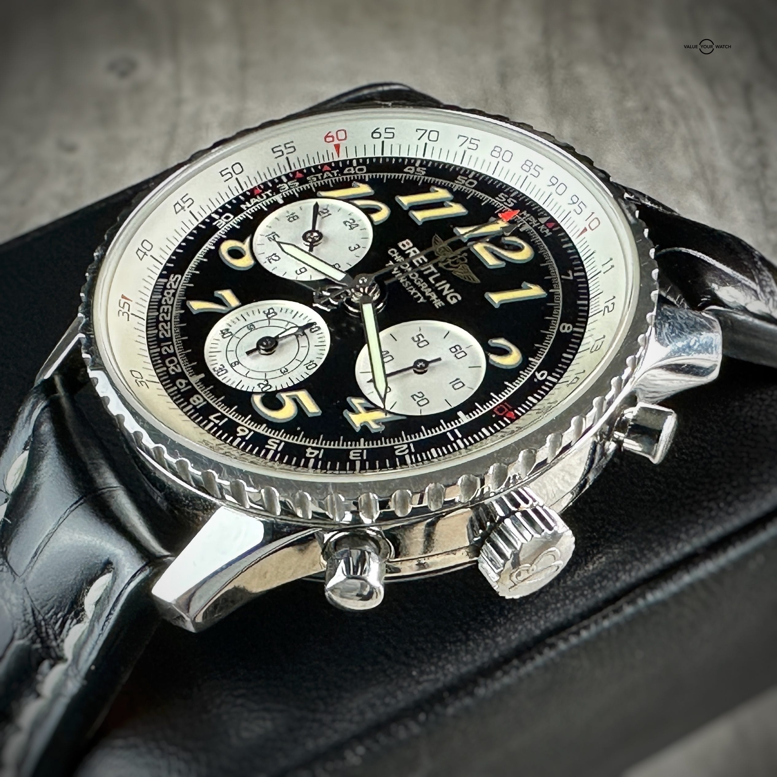 Breitling Navitimer Twin Sixty 2 Chronograph 42mm Black Dial Box & Manual Vintage A39022.1 - Image 5