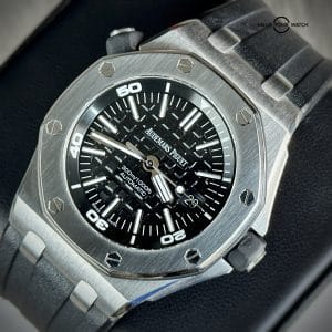 Audemars Piguet Royal Oak Offshore Diver 42mm 15703ST Steel Black Dial Rubber Strap Box Papers