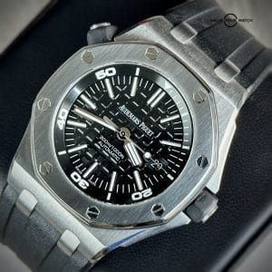 Audemars Piguet Royal Oak Offshore Diver 42mm 15703ST Steel Black Dial Rubber Strap Box Papers