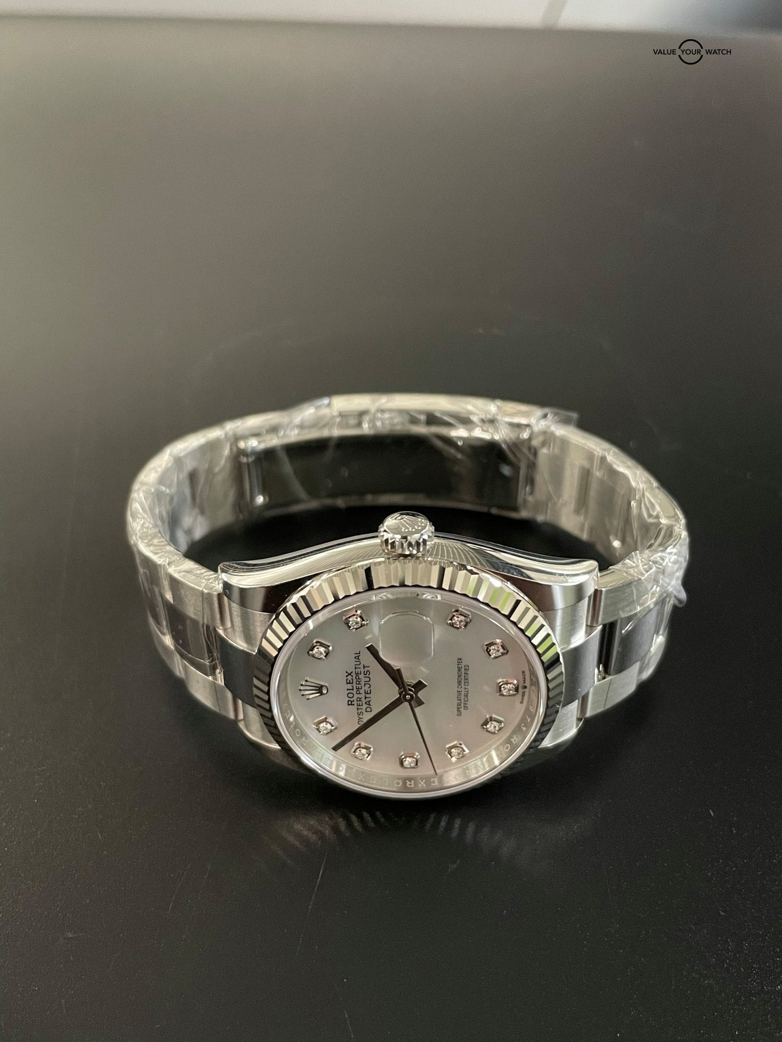 Rolex 2022 Datejust White Gold Mother of Pearl Diamond Dial Fluted Bezel 36mm 126234 - Image 6