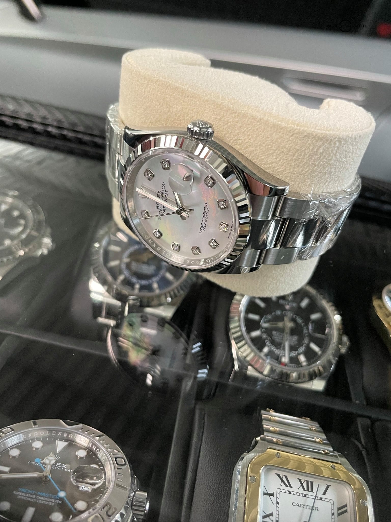 Rolex 2022 Datejust White Gold Mother of Pearl Diamond Dial Fluted Bezel 36mm 126234 - Image 3