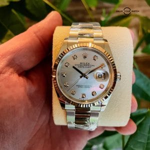 Rolex 2022 Datejust White Gold Mother of Pearl Diamond Dial Fluted Bezel 36mm 126234