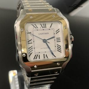 2022 NEW CartierSantos 35mm Medium Silver &amp; 18k Gold Watch W2SA0007