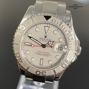 Rolex Yacht-Master Steel &amp; Platinum Silver Dial 35mm Watch Y 168622