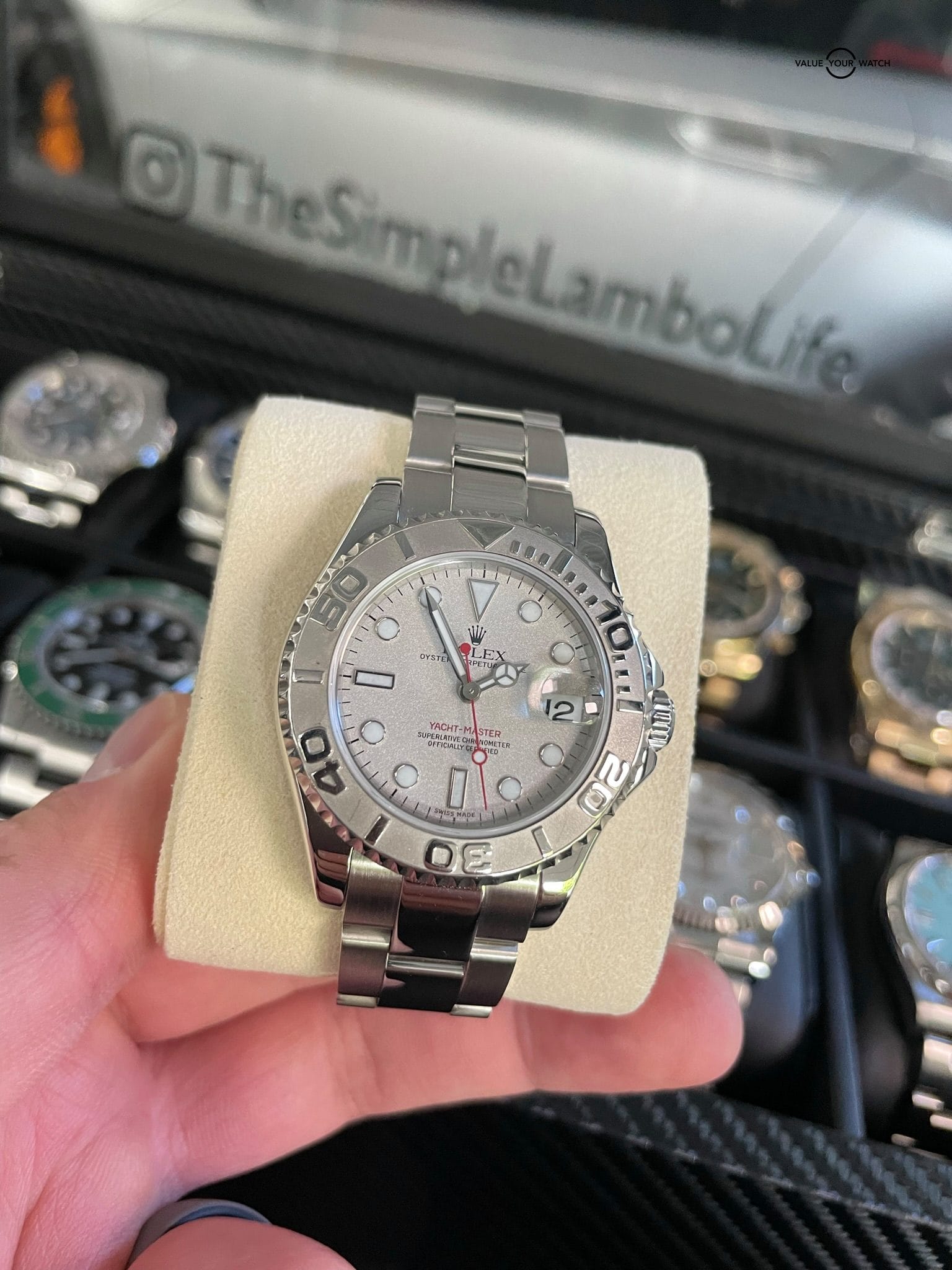 Rolex Yacht-Master Steel & Platinum Silver Dial 35mm Watch Y 168622 - Image 9