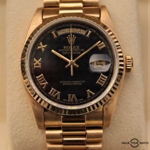 Rolex President Day-Date 18038 36mm 18K Yellow Gold Black Pyramid Dial