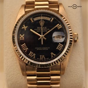 Rolex President Day-Date 18038 36mm 18K Yellow Gold Black Pyramid Dial