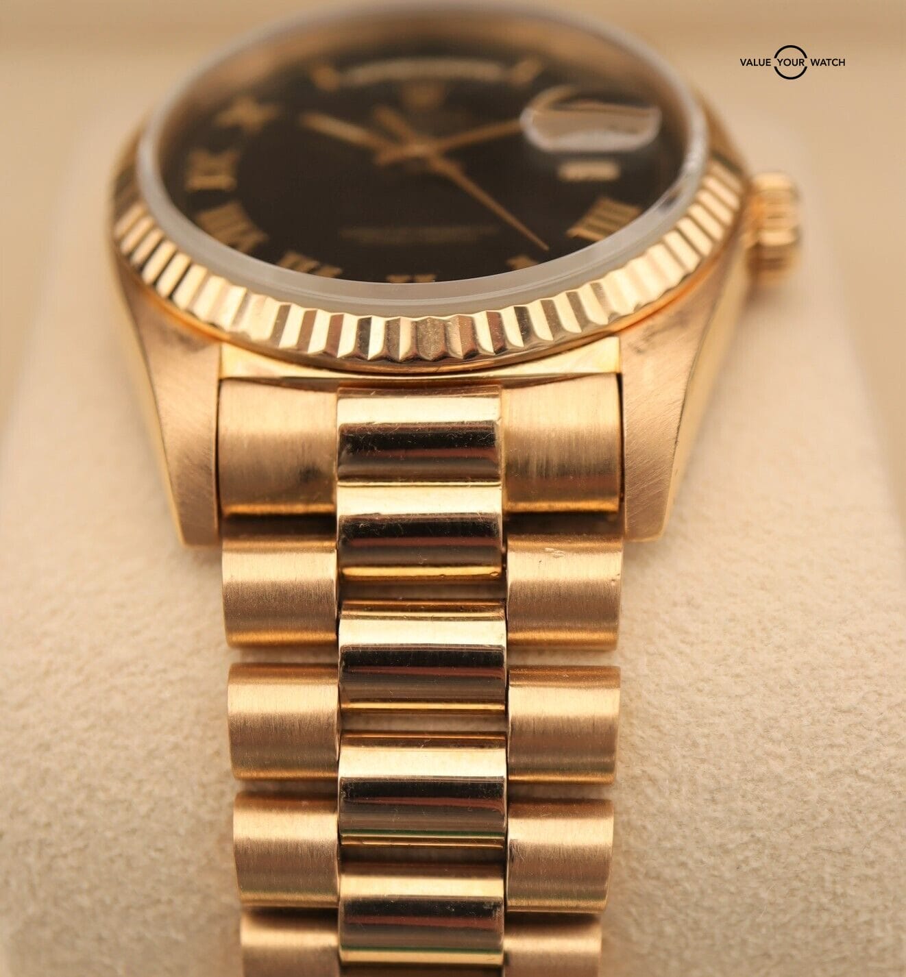 Rolex President Day-Date 18038 36mm 18K Yellow Gold Black Pyramid Dial! - Image 10