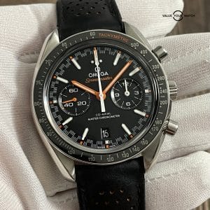 Omega Speedmaster Racing Co-Axial Master Chronometer Chronograph 44mm Black Orange Dial – 2021 Full Set!