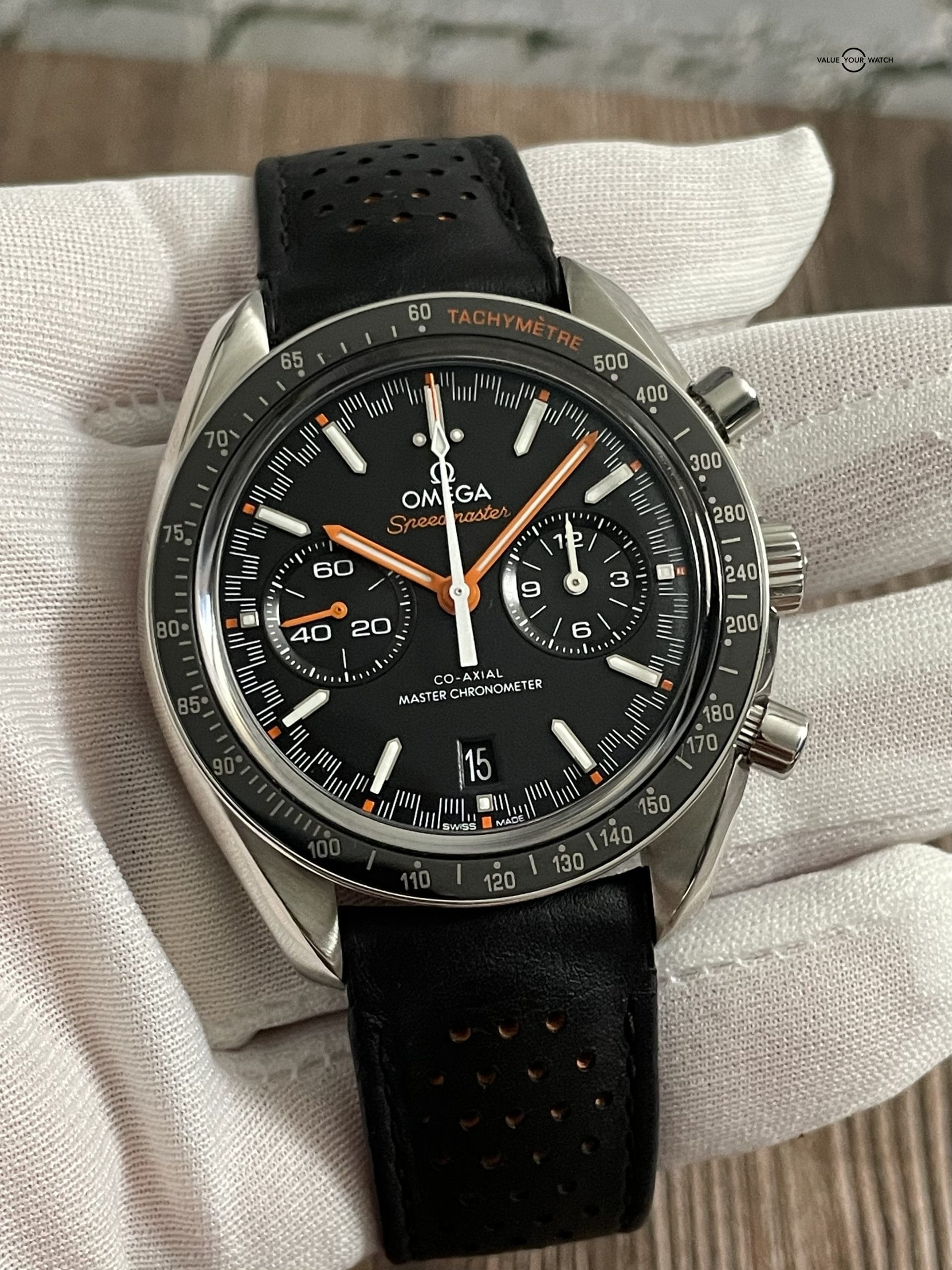 Omega Speedmaster Racing Co-Axial Master Chronometer Chronograph 44mm Black Orange Dial – 2021 Full Set!