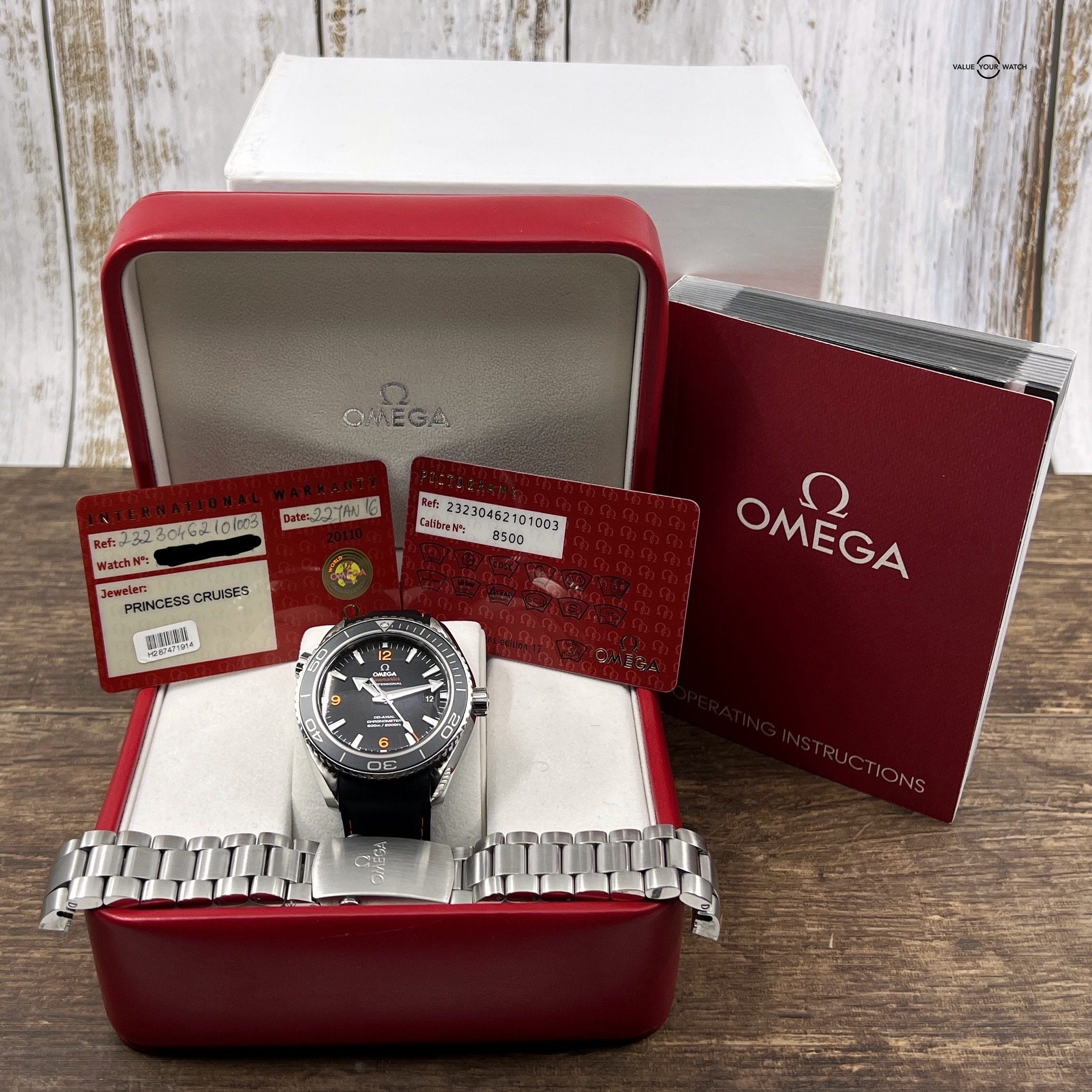 OMEGA Seamaster Planet Ocean 45mm Co-Axial Chronometer Black Dial Steel Watch - Image 2