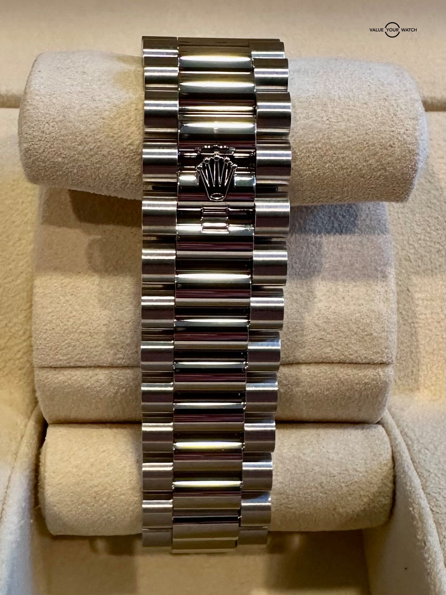 RARE Rolex Platinum Day-Date Ice Blue Quadrant Motif Beveled Roman Dial 40mm - 2021 COMPLETE 228206 President - Image 14