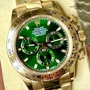 Rolex Daytona Yellow Gold &#8220;John Mayer&#8221; Green Dial 116508 &#8211; MINT Complete Set 2017 Papers