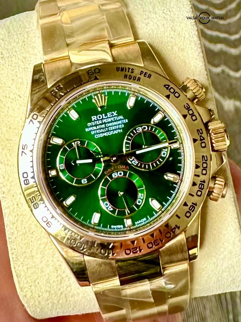 Rolex Daytona Yellow Gold "John Mayer" Green Dial 116508 - MINT Complete Set 2017 Papers