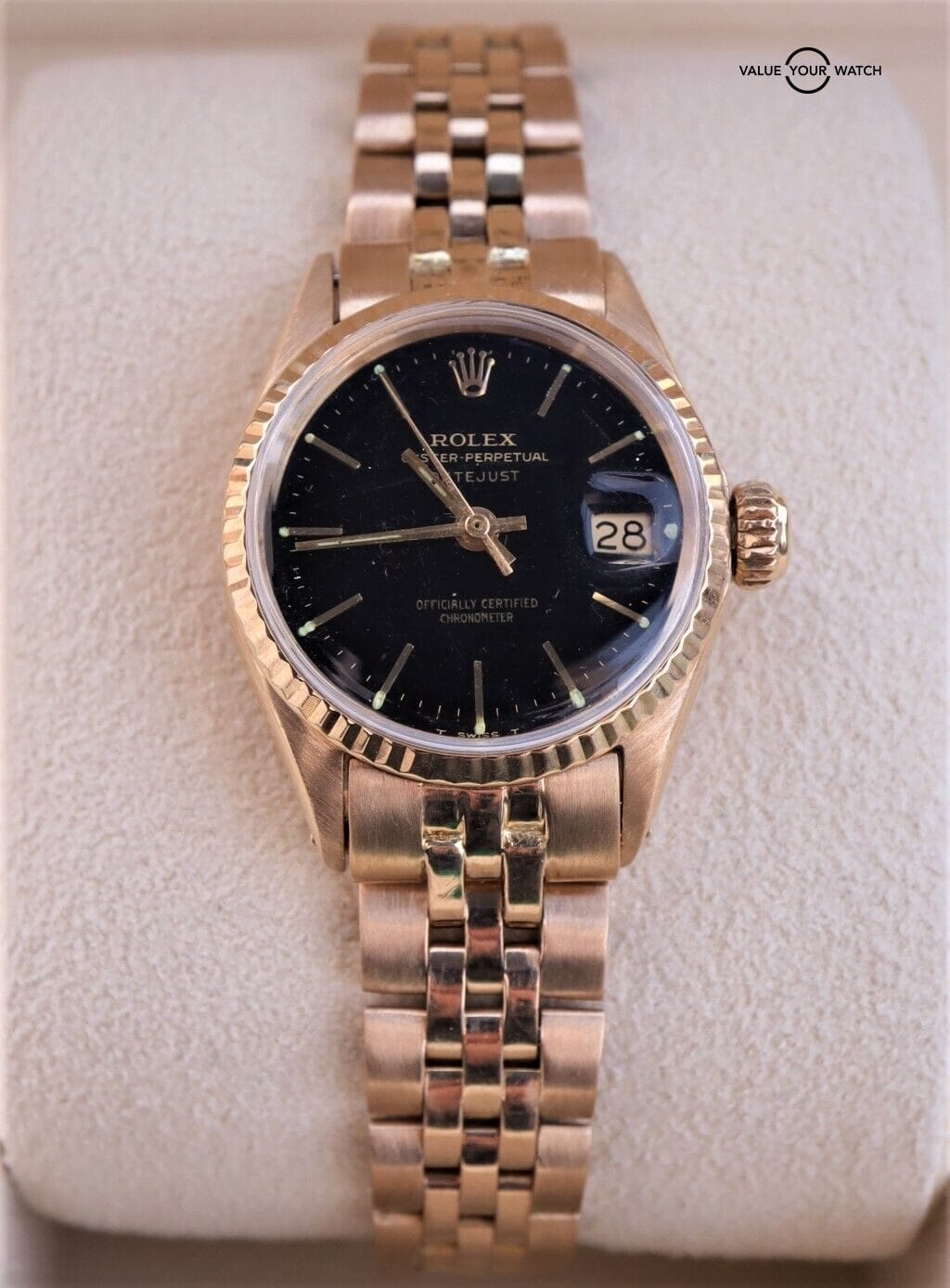 Rolex Ladies Datejust 6517 18K Yellow Gold Black Dial - Image 4