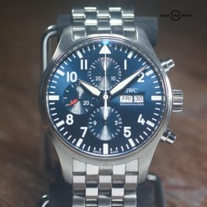 IWC Pilot Le Petit Prince IW377717 43mm Chronograph Stainless Steel Blue Box & Papers