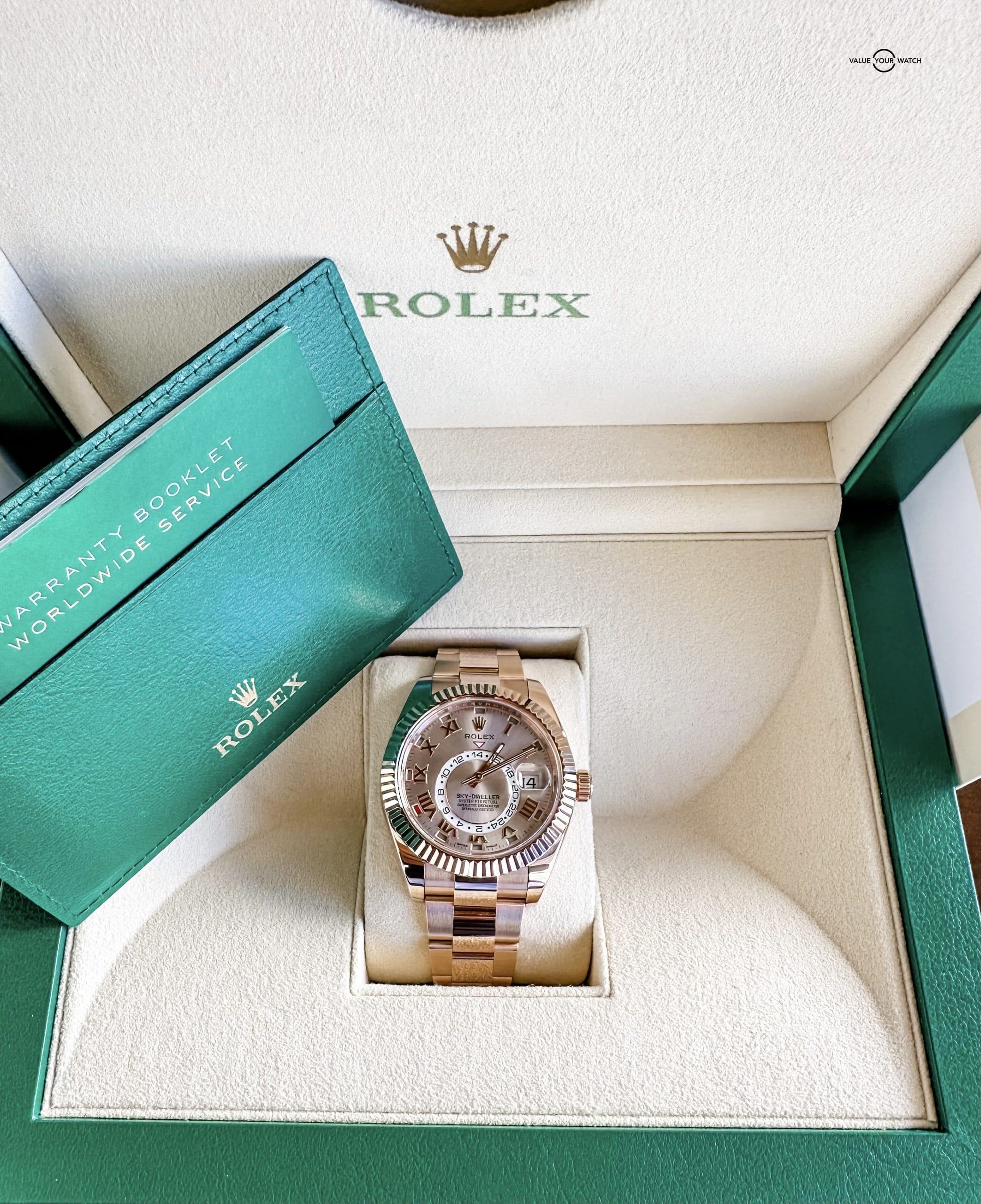 ROLEX SKY-DWELLER 326935 42MM 18K SUNDUST ROMAN DIAL EVEROSE ROSE GOLD - Image 2