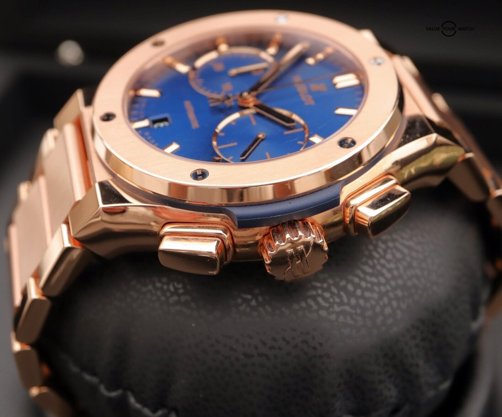 Hublot Classic Fusion Chronograph 45mm 18K Rose Gold Blue Dial Boxes/Papers - Image 9