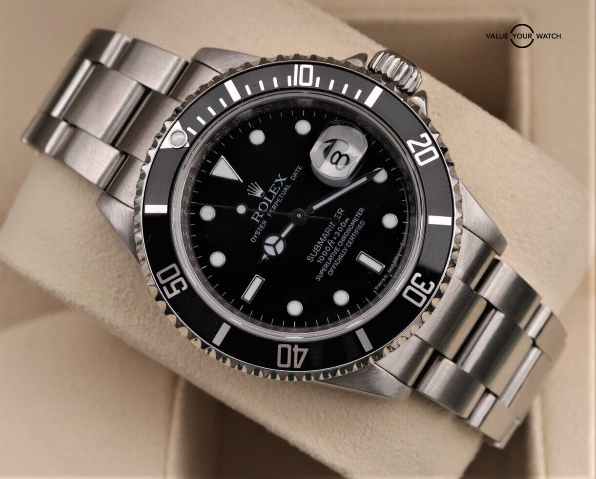 Rolex Submariner Date 16160 40mm No Holes Black Dial RARE Engraved Rehaut B&P - Image 6